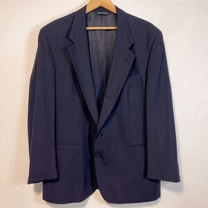 Vintage Christian Dior Le Connaisseur Men’s Navy Windowpane Suit Jacket Size 50R